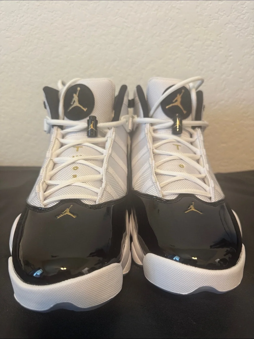 Jordan 6 rings DMP Men’s White and Black High-Top Basketball Sneakers authentic